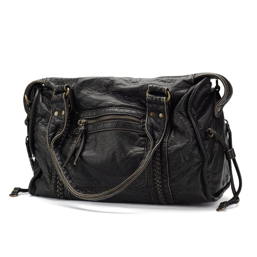 Elysian™ | Vintage Leather Black Handbag