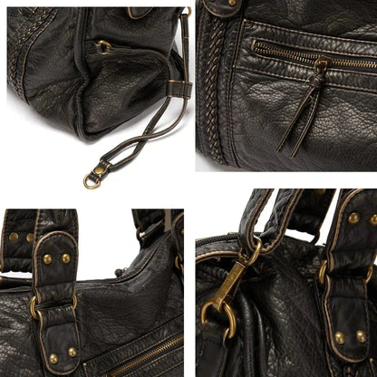 Elysian™ | Vintage Leather Black Handbag (Buy 1 Get 1 Free)