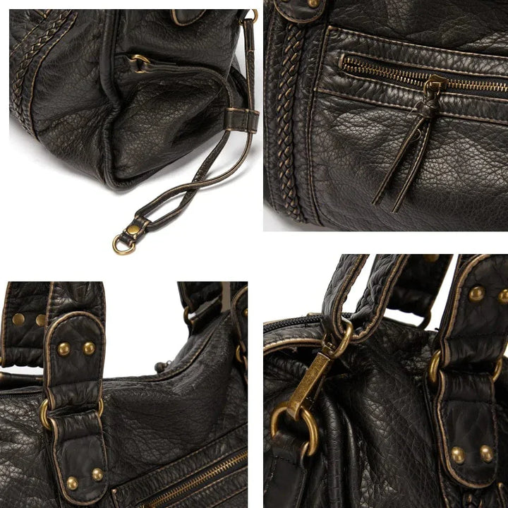 Elysian™ | Vintage Leather Black Handbag